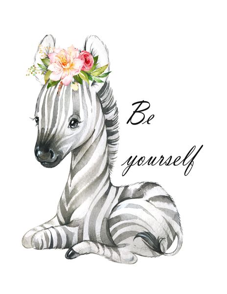 Little Leila - Zebra with Florals - A3