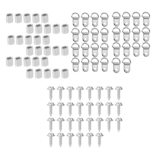 Stainless Steel Picture Hanging Hooks and Screws Set - 90 Pieces