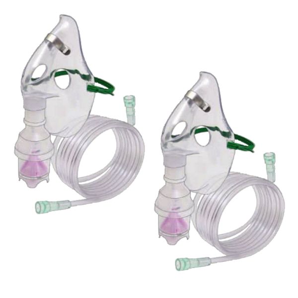 Nebulizer Mask With Chamber, Tubing &amp; Elasticated Straps - Adult - 2 Pack