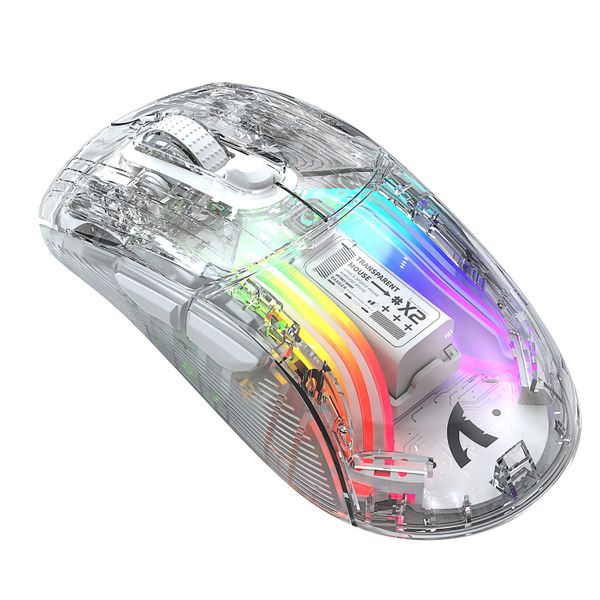 ATTACK SHARK X2 Wireless Silent RGB Mouse, rechargeable Transparent Mice