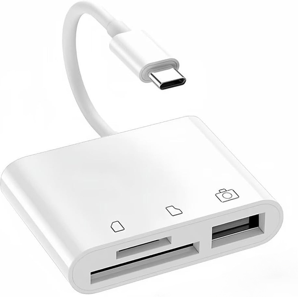 USB C to SD Card Reader for iPhone 15/iPad/Mac/Laptop, 3 in 1 USB-C
