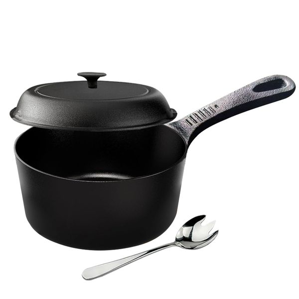2 Litre -Small Pre-seasoned Heavy Cast Iron Roasting Saucepans for Grilling