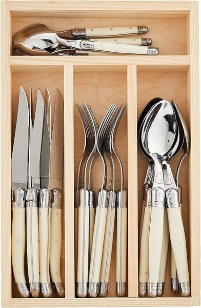 Laguiole By Jean Dubost 24 Piece Cutlery Set Ivory in WoodTray