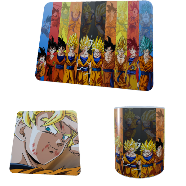 Dragon Ball Z Goku Evolution - Coffee Mug, Coaster, and Mouse Pad Combo