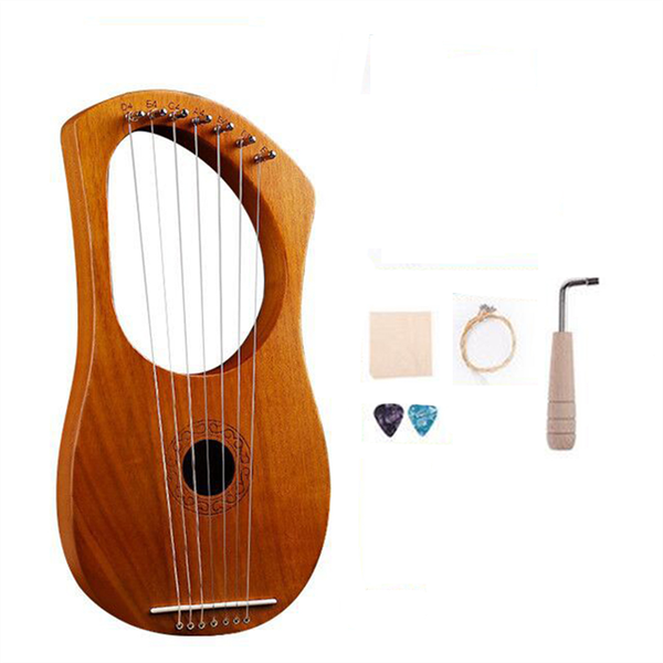7 String Lyre Harp Wood String Instrument With Carry Bag Style B