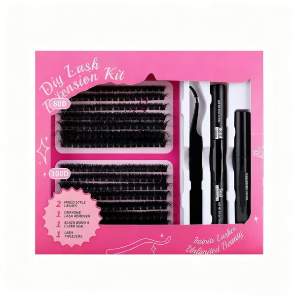 DIY Eyelash Extension Kit Travel Cluster Kit 252Pcs Clusters 10-16mm Mixed