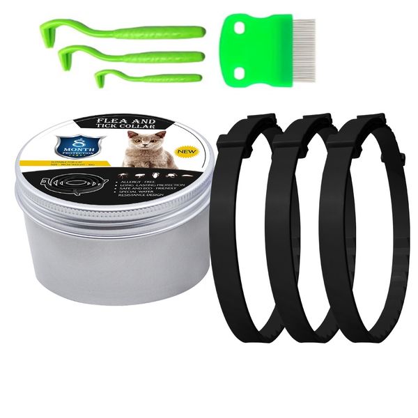 3 Pack Cat Flea &amp; Tick Collar,Includes Tick Removal Tools &amp; Flea Comb -38cm