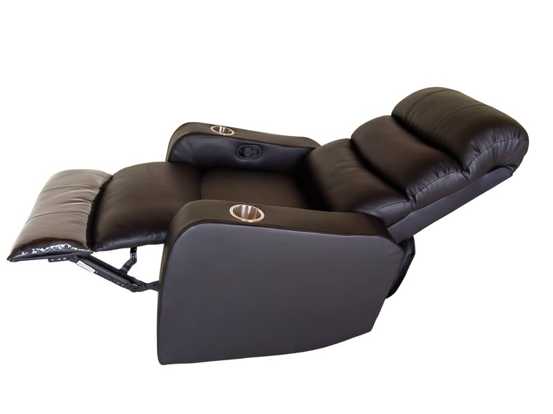 Single Cinema Euro Leather Recliner Couch Sofa Chair with 2 Cup Holders