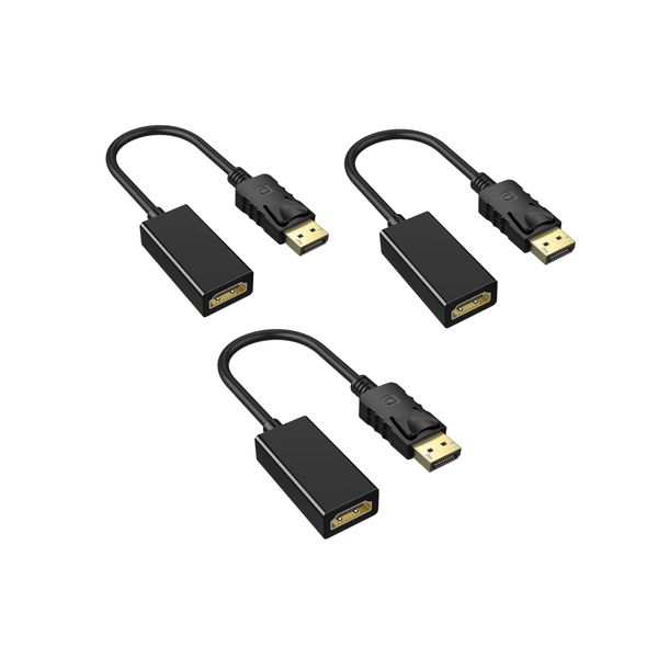 Set of 3 - DisplayPort to HDMI Converter - High-Resolution Video Adapter