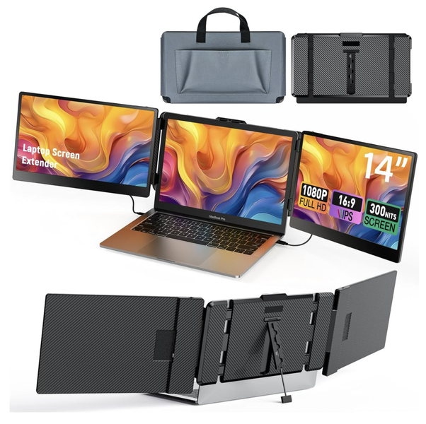14-Inch Triple Laptop Monitor Extender-Portable,Foldable,Multi-Screen Setup
