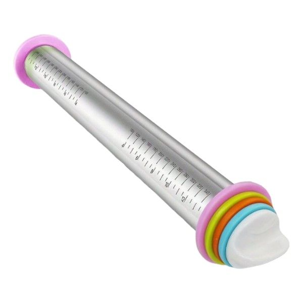 Adjustable Rolling Pin With Engraved Measuring Scale - Silver