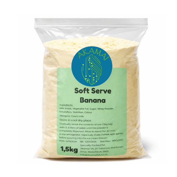 Soft Serve Powder Premix - Banana Flavour - 1,5kg makes 5L liquid mix