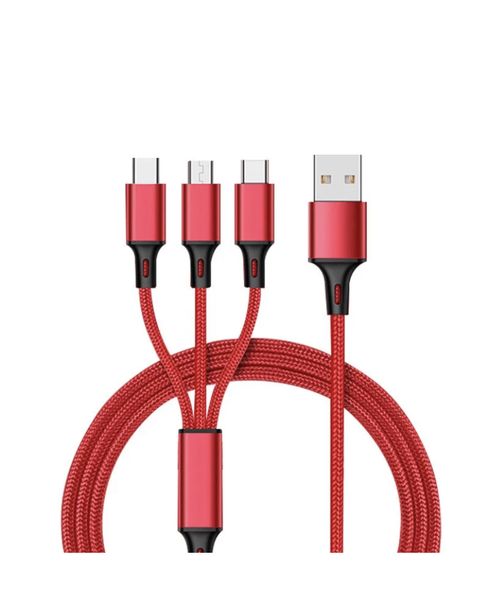Fast Charging 3 In 1 USB Cable - Red
