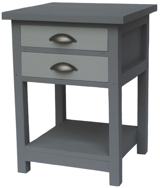 Grey 2 Drawer Bedside/Side Table/Pedestal/Nightstand Crafted from Wood