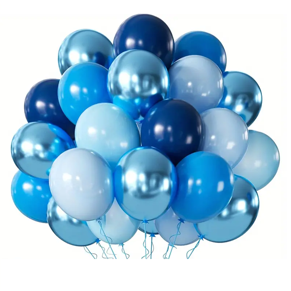 50 Blue Mix Balloons Baby Shower Boy Birthday Celebration, Graduation Party