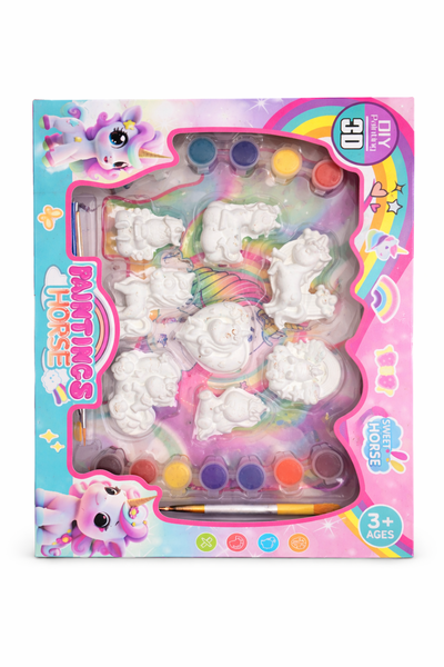 DIY Unicorn Painting Kit - Plaster Figurines , Paints &amp; Brushes -3 x Sets