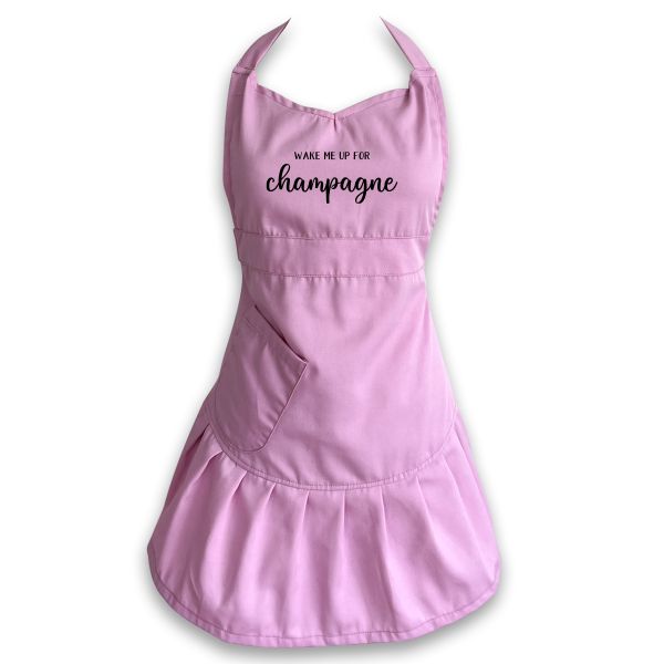 Wake Me For Champagne Cute Cut Pink Apron