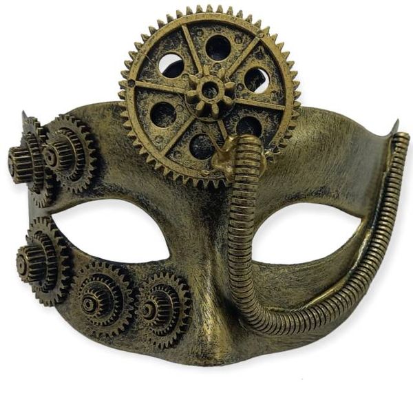 Steampunk Gold Cog Masquerade Mask