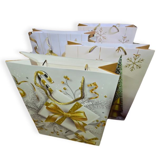 2 Dimensional Christmas Gift Back - Stylish - Quality Made/Gold Rope Handle