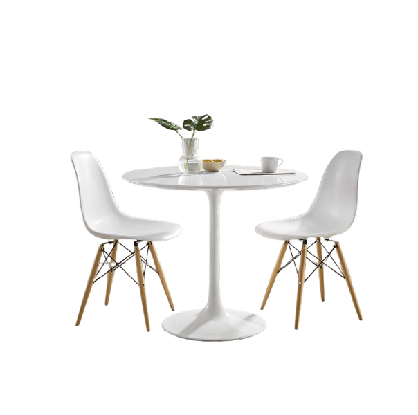 Modern 3 Piece Dining Set- Tulip Table and 2 Eames Chairs