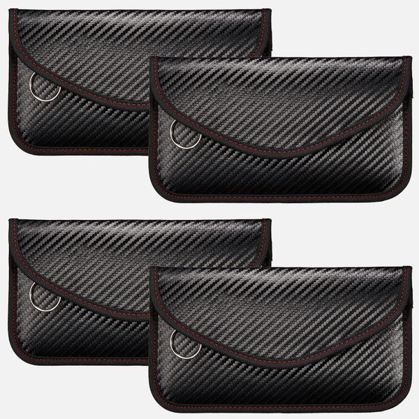 Carbon Fiber Car Key Pouch,Anti Theft RFID RF Signal Blocking Wallet 2Pcs
