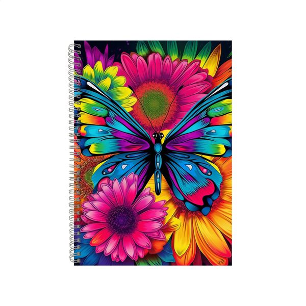 Gerbera Butterfly Daisies Neon Notebook Gift Idea A4 Notepad Pad 73