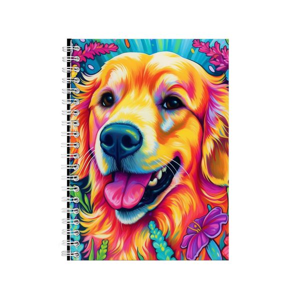 Golden Retriever Dog Flowers Neon Notebook Gift Idea A4 Notepad Pad 73