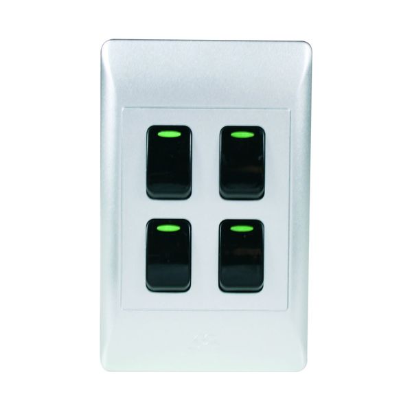 ACDC - 4-Lever 1-Way Switch 2x4 C/W Silver Cover Plate