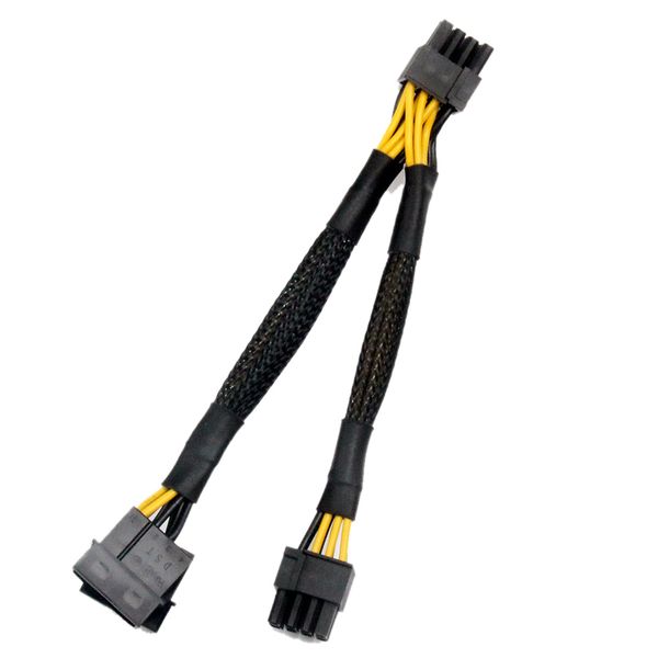 Dual 4Pin Ide Molex To Gpu Dual (6+ 2)Pin Power Supply Cable Adapter