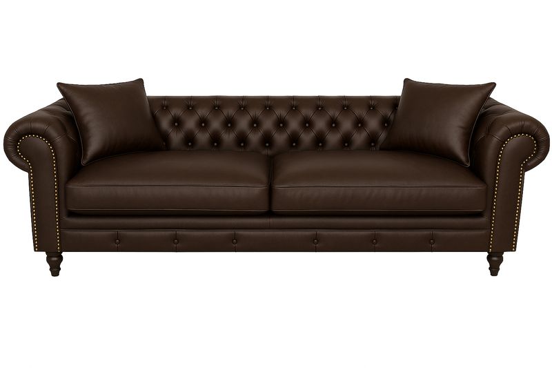 Furnity - 100% Full Genuine Leather Chesterfield 3 Seater Sofa