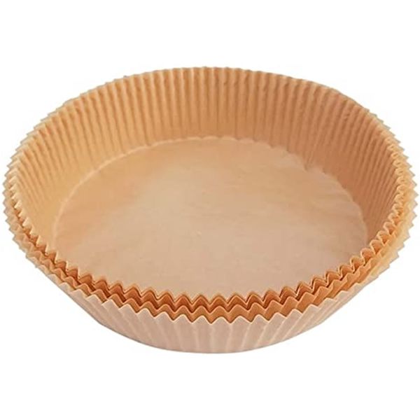 Brown 100 Pieces Air Fryer Pad Paper High-Temperature Greaseproof- Fryer Paper