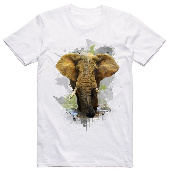 Wildlife: Elephant Short Sleeve T-Shirt - White