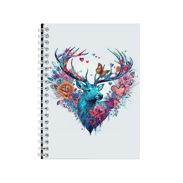 Deer 2 Watercolor Heart Notebook Animal Gift Idea Notepad Pad 117