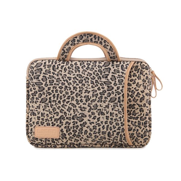 Tuff-Luv Lisen Ladies 15.6" Tablet/Laptop Clutch Canvas Bag - Leopard Print