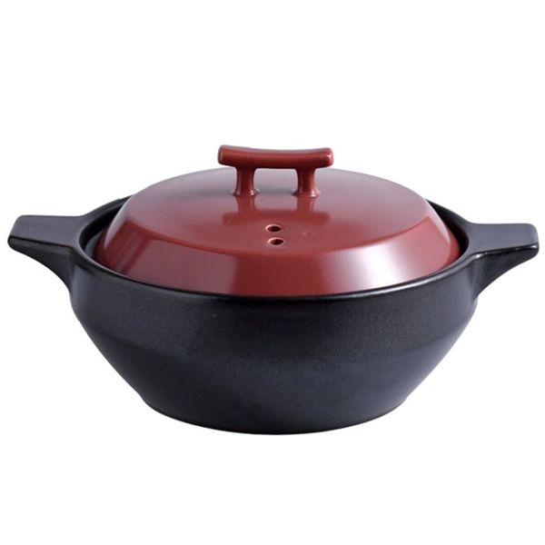 Traditional Ceramic Cooking Pot with Lid - 2500ml - Black
