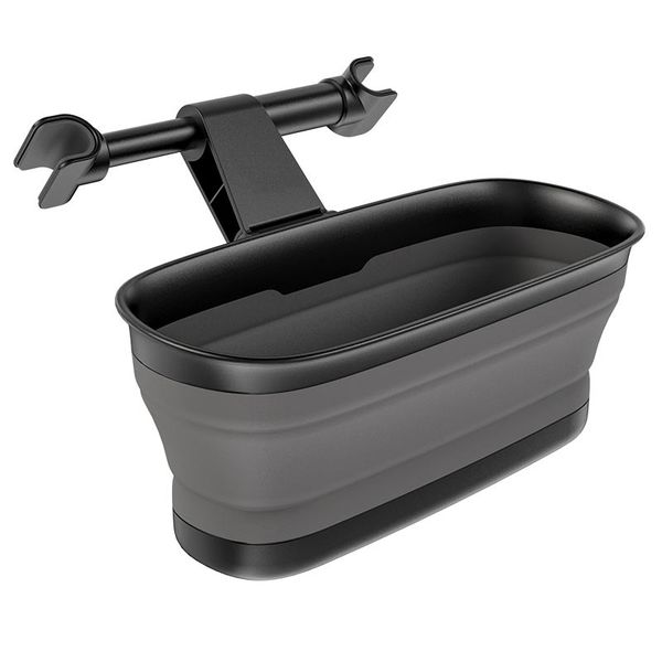 LC TECH. In-car storage box for headrest mount, foldable, with mirror