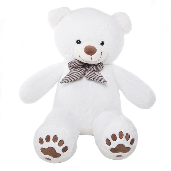 Giant Teddy Bear with a Bow-Tie &amp; Paws - White - 120cm