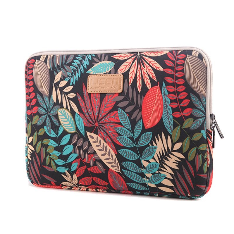TuffLuv LISEN Botanical Forest 14" Canvas Laptop Sleeve Case Black