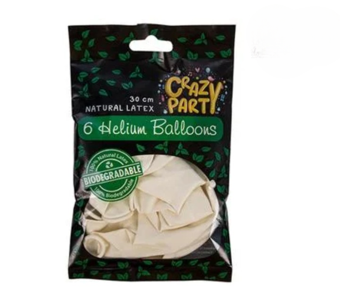 Biodegradable White Helium Balloons - 6-Pack for Weddings &amp; Events
