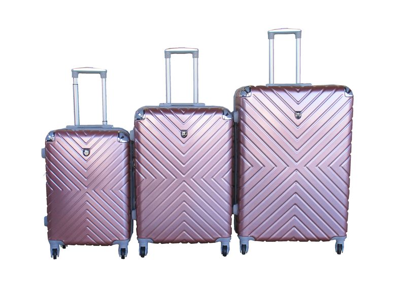 Blue Star 3-Piece Hard-Shell Luggage Set-Metallic Pink, Spinner Wheels