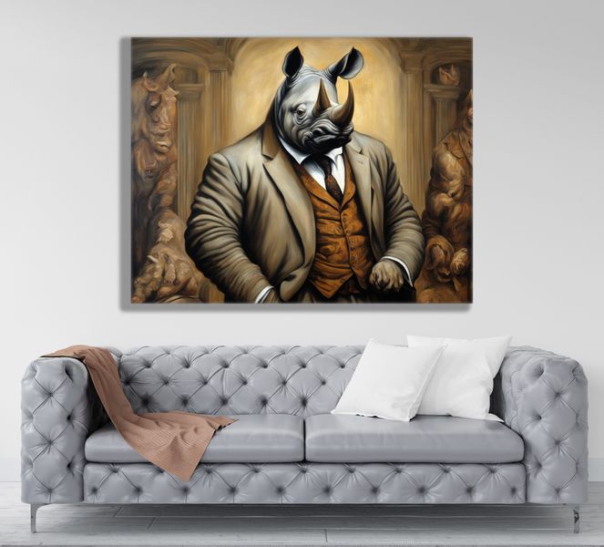 0124 Professor Rhino Canvas Wall Art