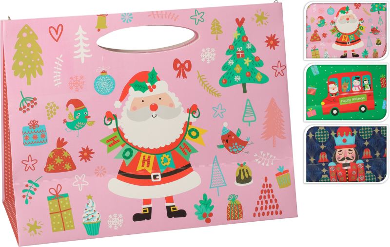 3 PC Large Christmas Spirit Gift Bags - 3 Assorted Designs, 26x11x20cm