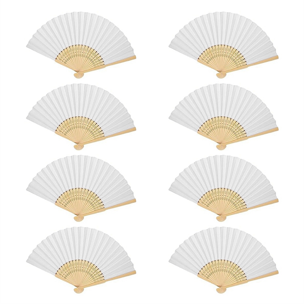 8Pcs Diy Paper Folding Fan Bamboo Hand Held Fan Blank
