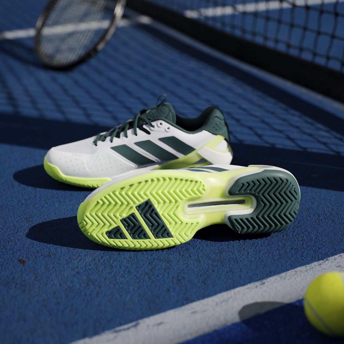 adidas Men's Adizero Ubersonic 5 Tennis Shoes - White/Aurora Ivy