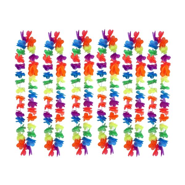 Flower Garland Necklace Plastic - Set of 6