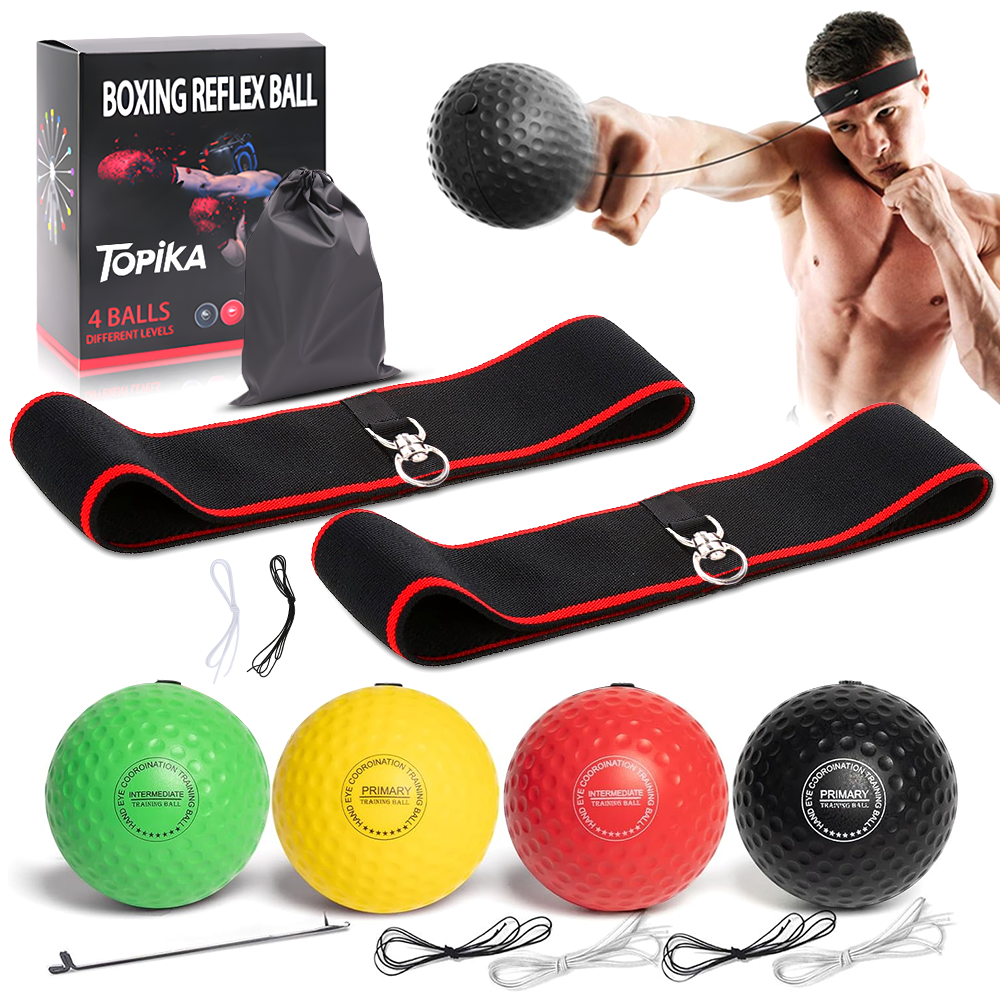 Topika - Boxing Reflex Ball Headband Set - React Reflex Balls with Bags