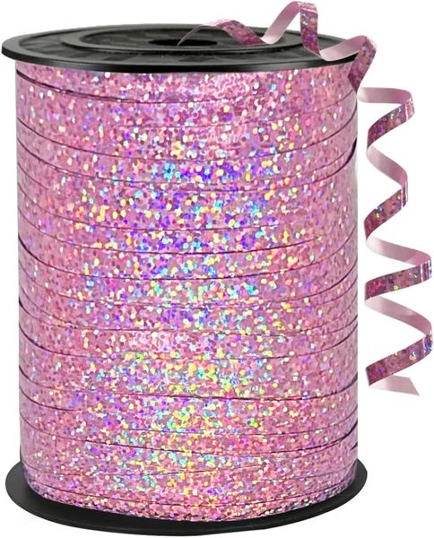 457M Rainbow Color Ribbon - 5mm Width Curling Crimped Shiny Ribbon