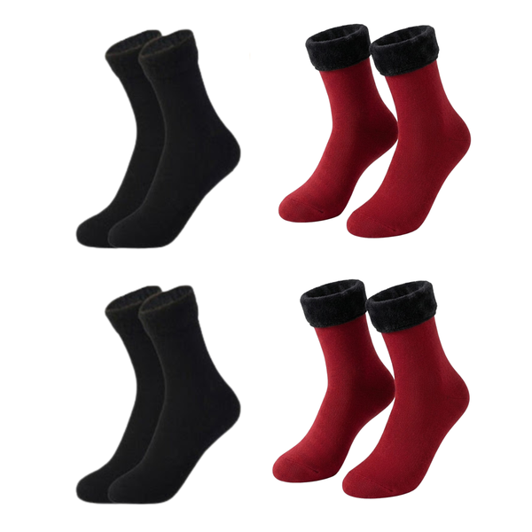 4-Pair Fleece Lined Thermal Socks - Ultra-Thick Winter Cozy Sherpa Crew