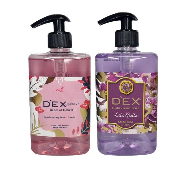 Dex Luxury Liquid Hand Soap 2 in1 Mix Pack Rose and Freesia/Lila Bella