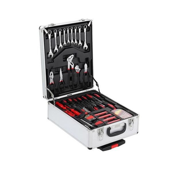 186-Pieces Household Hand Toolbox Kit Set With Aluminum Trolley Case